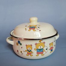 搪瓷汤盆家用带盖汤碗怀旧加厚双耳锅泡面碗炖汤锅电磁炉加热