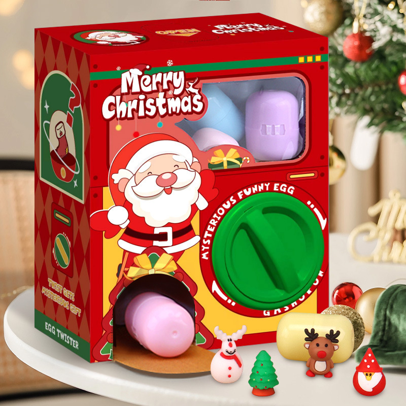 Regalos de Navidad para niños Papá Noel divertida máquina de torsión de huevos Lucky Navidad caja ciega