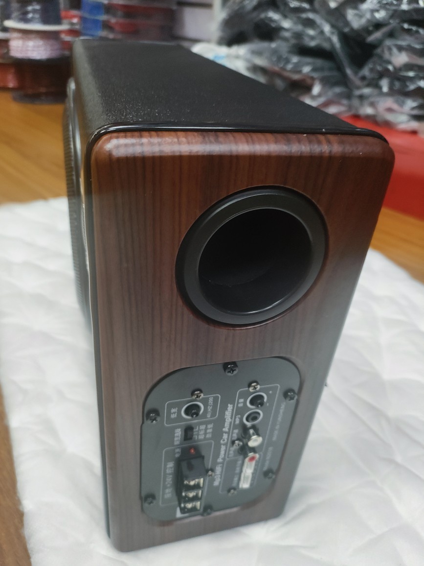 Cross-Border 8inch Car Audio Modification Ultra-Thin Subwoofer High-Power 12V with Treble Active Wooden Speaker