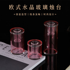 法式北欧复古水晶蜡烛台玻璃浪漫婚庆拍摄道具西餐厅装饰ins风格