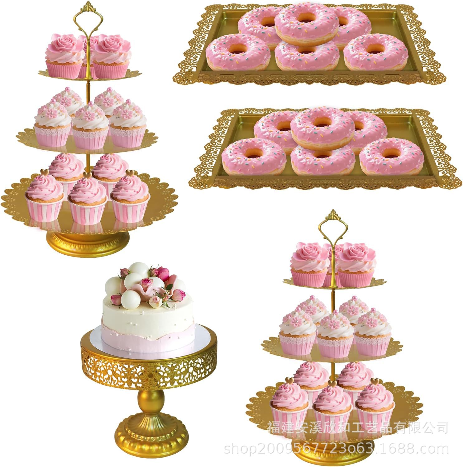 Creativo estilo europeo oro hueco estante de pastel de boda props mesa de postres decoración de postres tienda de postres refrigerio combinación de estante de pastel