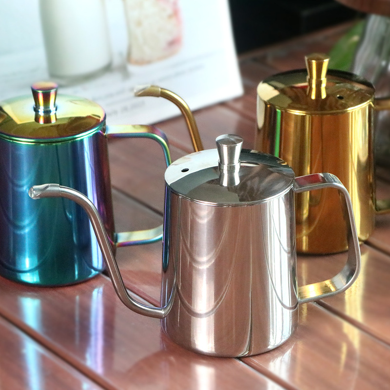 304 Stainless Steel Fine Mouth Hand Pot 350ML Thickened Mini Long Mouth Fine Mouth Dripping Coffee Ear Pot with Lid 304 Stainless Steel Fine Mouth Hand Pot 350ML Thickened Mini Long Mouth Fine Mouth Dripping Coffee Ear Pot with Lid