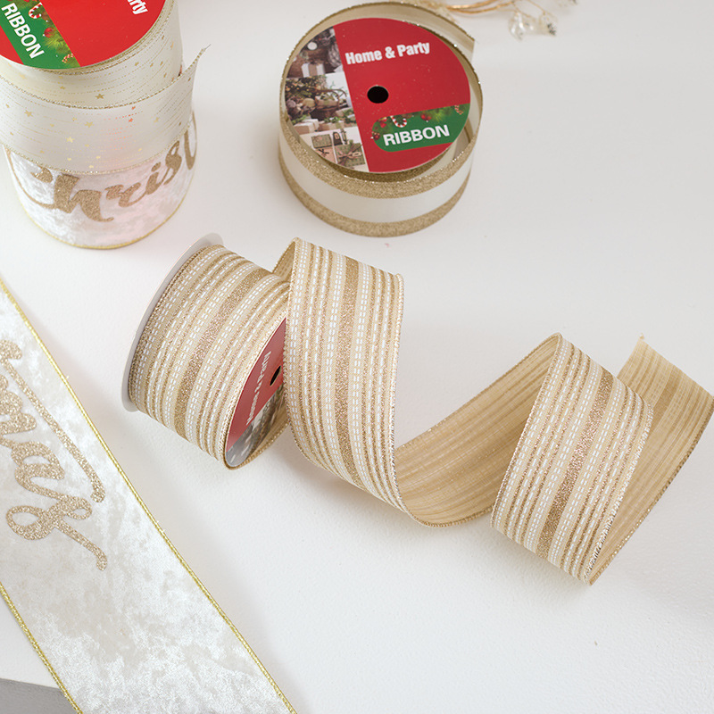 Cross-border nuevo color champagne de alta calidad tela de lana italiana cinta de navidad merrychristmas cinta de arco