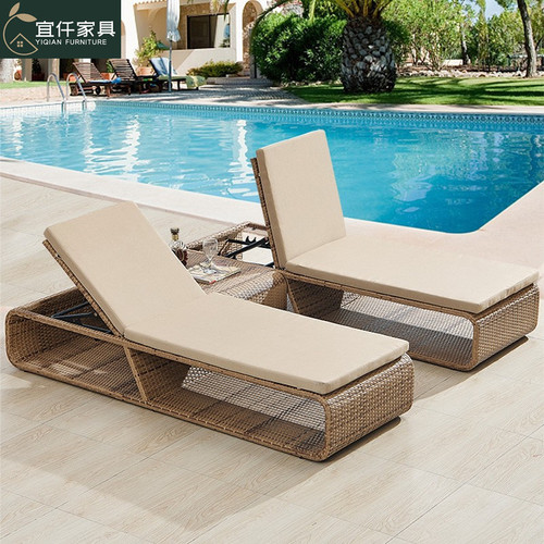 Outdoor lying bed swimming pool lounge chair beach leisure beach chair terrace leisure chair villa balcony outdoor wicker lounge chair