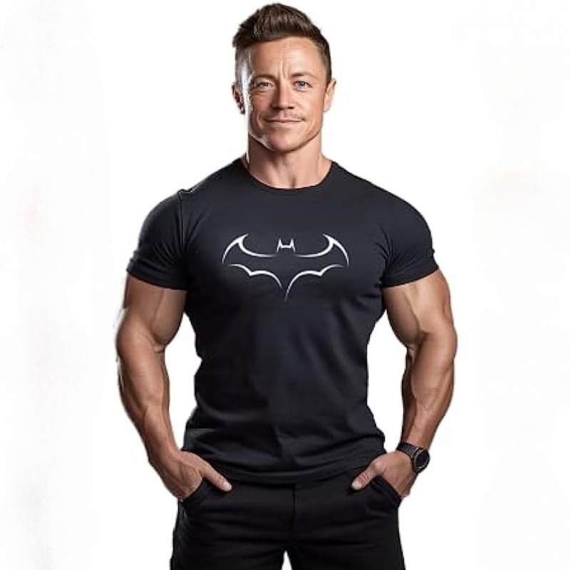 Cross-Border Amazon Wish Cross-Border Ebay Men's Batman Fitness Short-Sleeved T-Shirt Cotton Gym Cross-Border Amazon Wish Cross-Border Ebay Men's Batman Fitness Short-Sleeved T-Shirt Cotton Gym