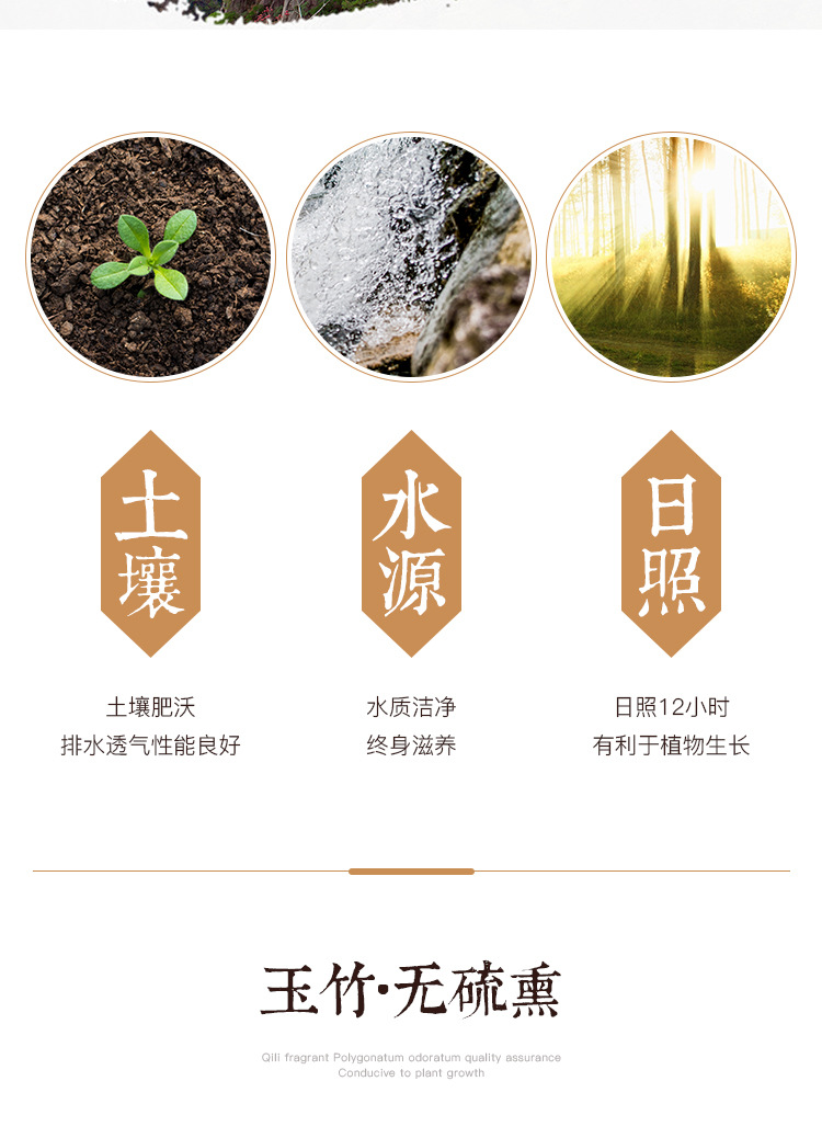 Yu Zhu Dried Polygonatum Slices 500g Sulfur-Free Peeled Solomon Seal Root for Tea and Soup key features