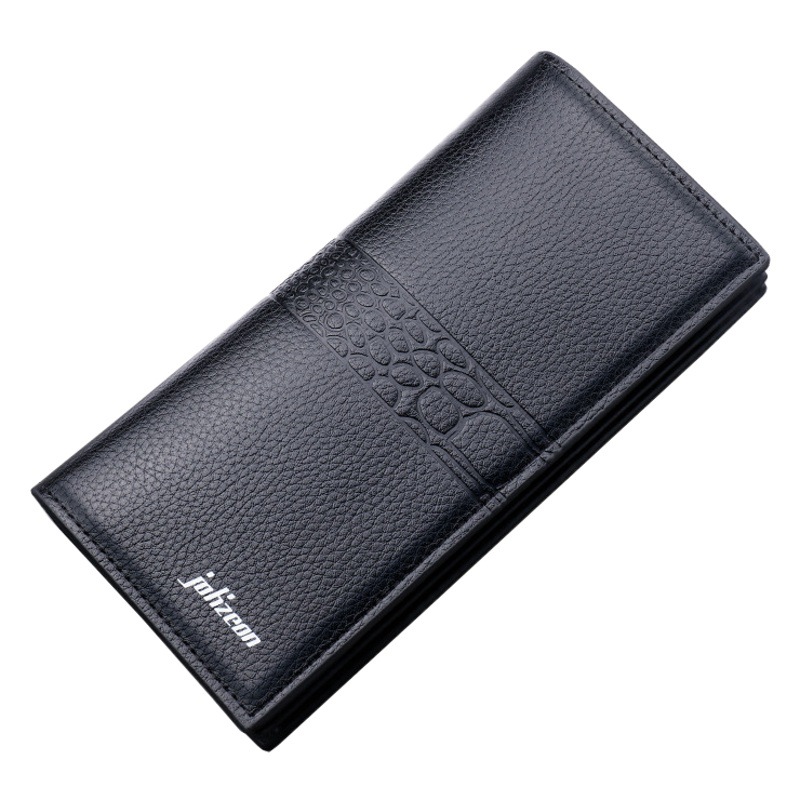 Cartera multifuncional marca de moda de los hombres cremallera larga personalidad de la moda de gran capacidad botón juventud mano en relieve