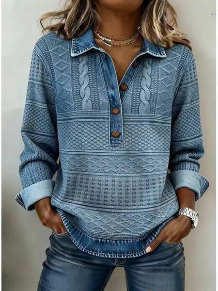Knitted demi-season denim shirt