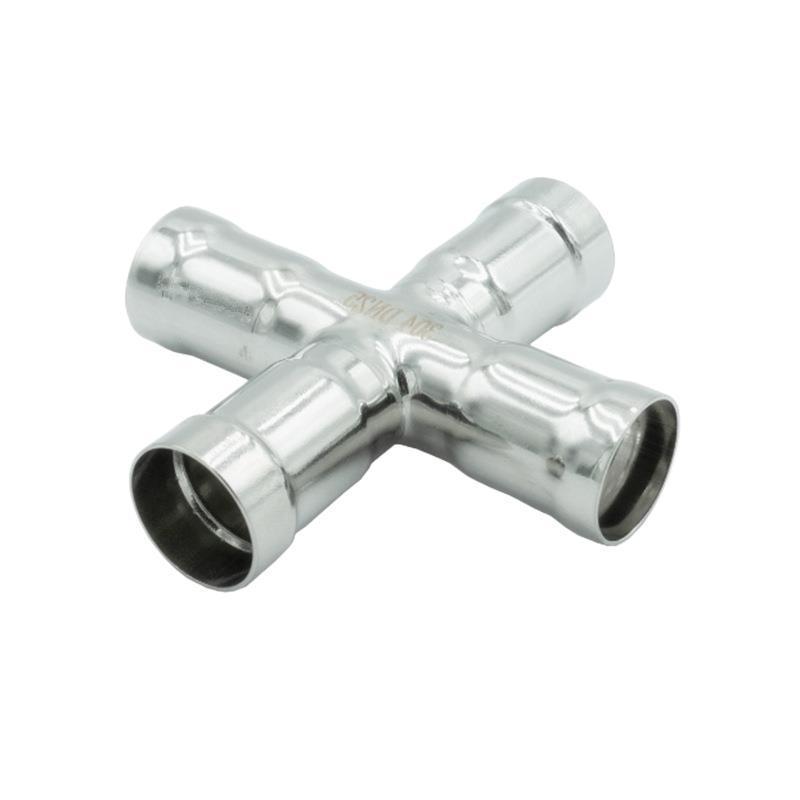 304不锈钢环压四通等径接头薄壁水管不锈钢四通压接316L燃气管件