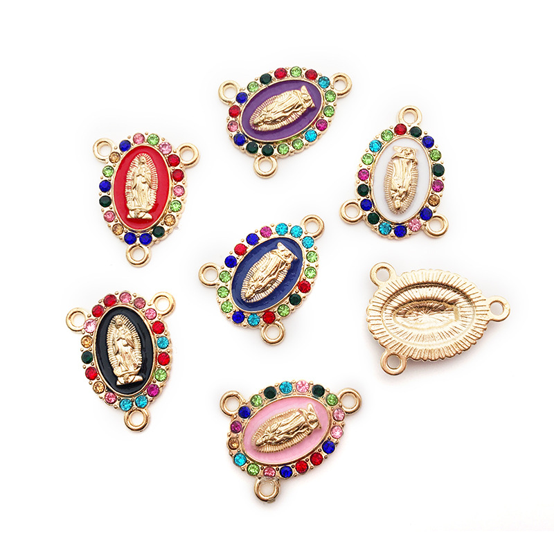 1 Piece Simple Style Human Oval Alloy Enamel Plating Inlay Connector Jewelry Accessories display picture 16
