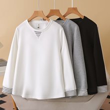 胖MM大码2025秋季新款女装韩版时尚休闲撞色圆领卫衣 z116  2542