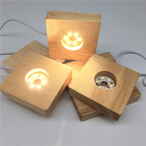 6CMled solid wood lamp DIY Internet celebrity night light switch log lamp oak 3D acrylic USB display lamp holder