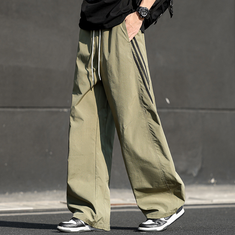 Casual Pants for Men, Summer Wear, Loose Fit, Quick-Dry, Sports, Youth, High Street, Stylish, Straight-Leg, Lightweight Long Pants