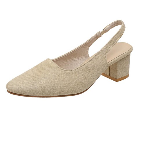 Baotou rear empty sandals for women's summer new style British elastic band women's fashionable thick heel pointed sandals