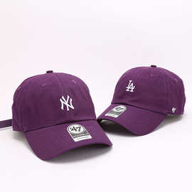 韩国INS棒球帽47brand帽LA遮阳帽男士黑色卡其色ny紫色四季款女帽