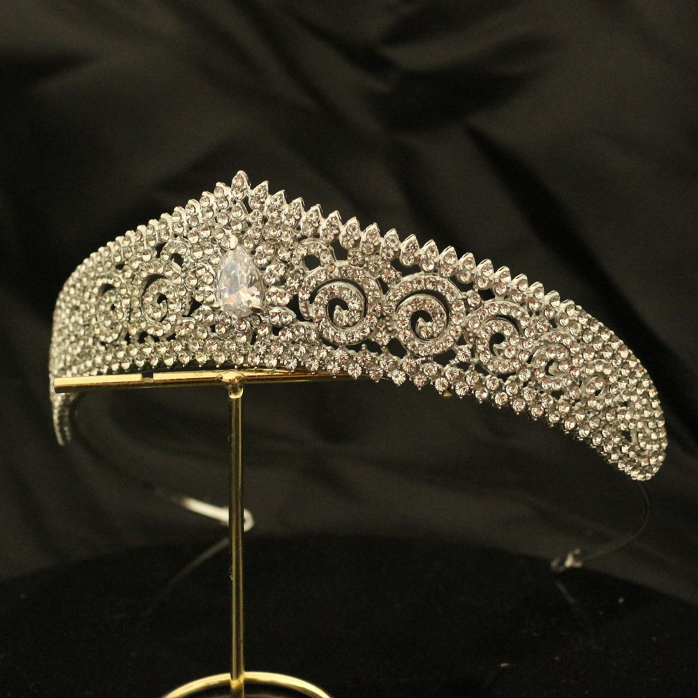 Fashion Crown Alloy Plating Inlay Zircon Crown 1 Piece