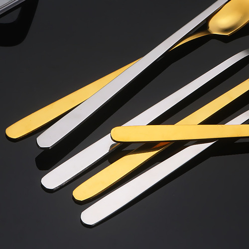 Stainless steel square head spoon, golden long handle small square spoon, coffee spoon, stirring spoon, tea spoon, exquisite dessert spoon
