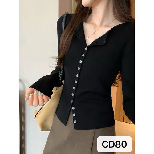 High-end fashion temperament long-sleeved knitted cardigan women's autumn new figure-fitting top wool sweater factory