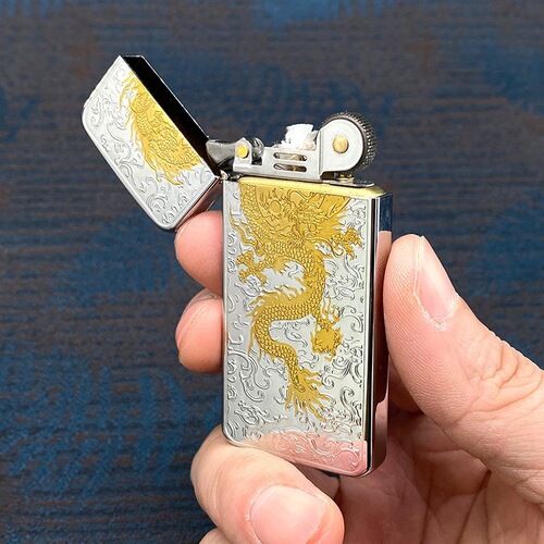 Zorro ultra-thin kerosene ZS5 two-color dragon electroplating model windproof and durable retro manufacturer wholesale lighter