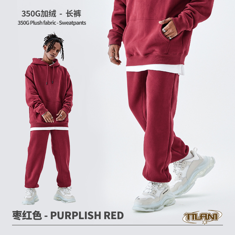 Pantalones Deportivos TILANI para Hombre, Colección Otoño-Invierno 25, Modelo Dopamine 350G, Forrados de Felpa, Gruesos, Holgados, Unisex, Color Sólido, Ropa Transfronteriza al por Mayor