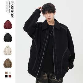 工装夹克男2025新款春季美式潮牌复古水洗休闲宽松翻领外套