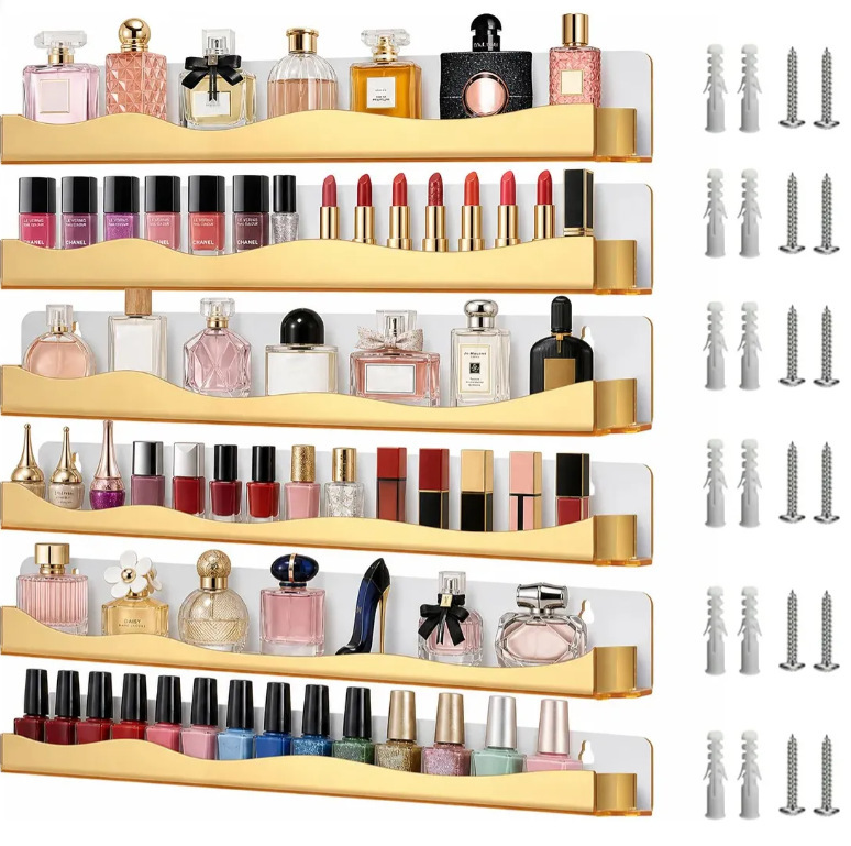Gold Mirror Acrylic Nail Polish Rack Wall Mounted Sunglasses Essential Oil Storage Rack Cosmetic Display Rack Gold Mirror Acrylic Nail Polish Rack Wall Mounted Sunglasses Essential Oil Storage Rack Cosmetic Display Rack
