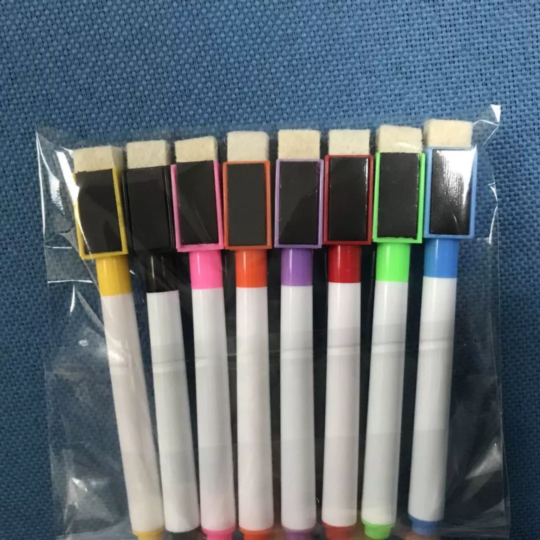 儿童带磁带刷可擦白板笔LED灯板笔彩色墨水8支袋装环保优墨水