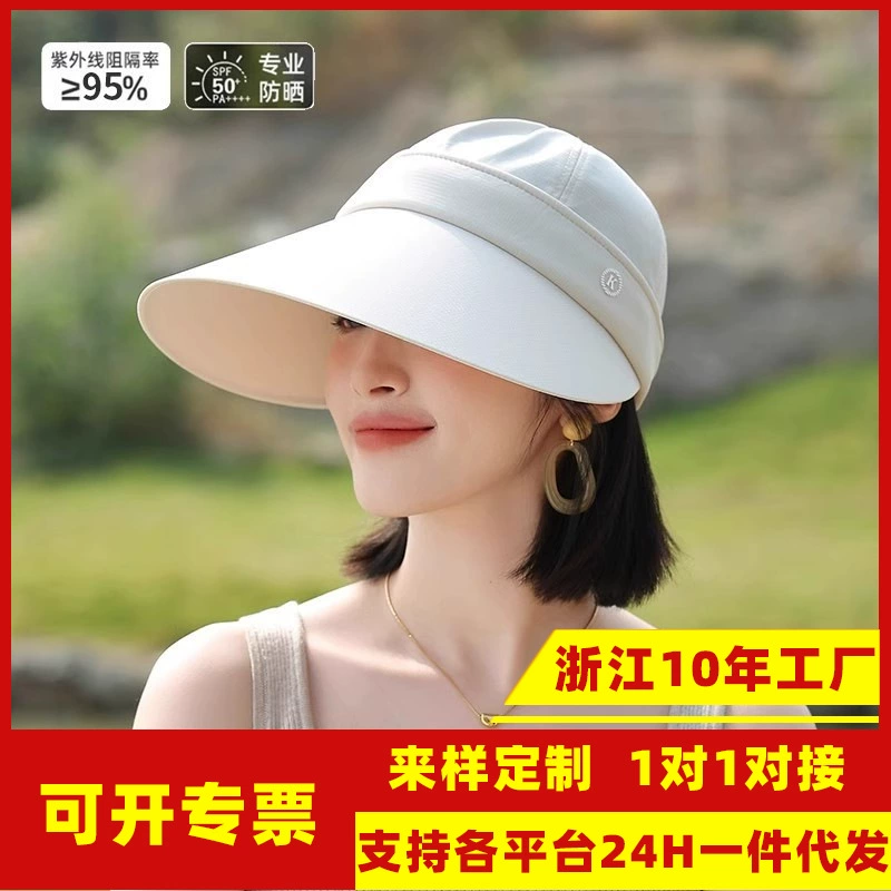 Sun Protection Hat for Women, Summer Outdoor Cycling, Large Brim, Face-Covering Sun Hat, Foldable, Ice Silk, Breathable, Open-Top Fisherman Hat