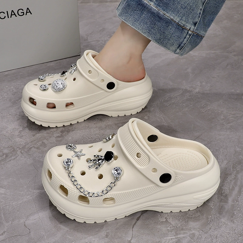 Женские Croc обувь высокого класса для верхней одежды 2024 летняя мода DIY кристаллы медведь пляж домашняя двойная пара сандалий и тапочек