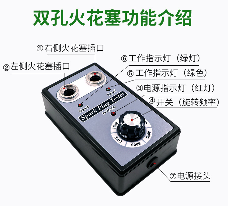 Automobile Spark Plug Ignition Tester Double-Hole Burner High-Voltage Package Ignition System Detector Test Bench Diagnostic Instrument