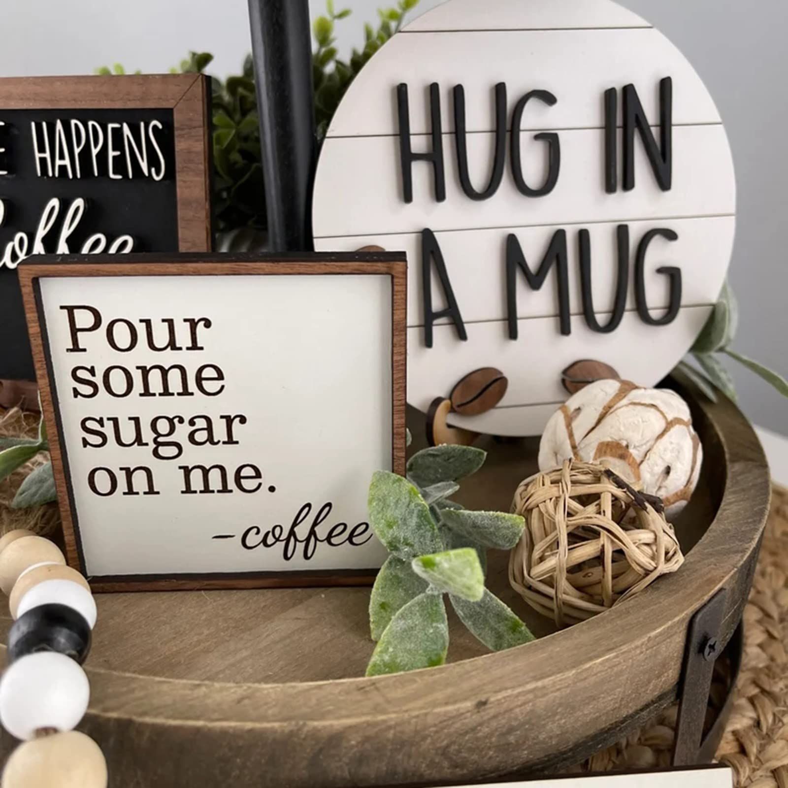 Rural farmhouse summer coffee cup layered tray desktop home wooden crafts decoration_voghion.com