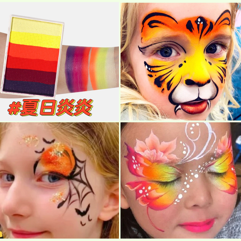 50g 6 colores a juego Arco Iris tira cara pintura a base de agua color a juego pigmento lavable cuerpo Arco Iris Cara color cubierta