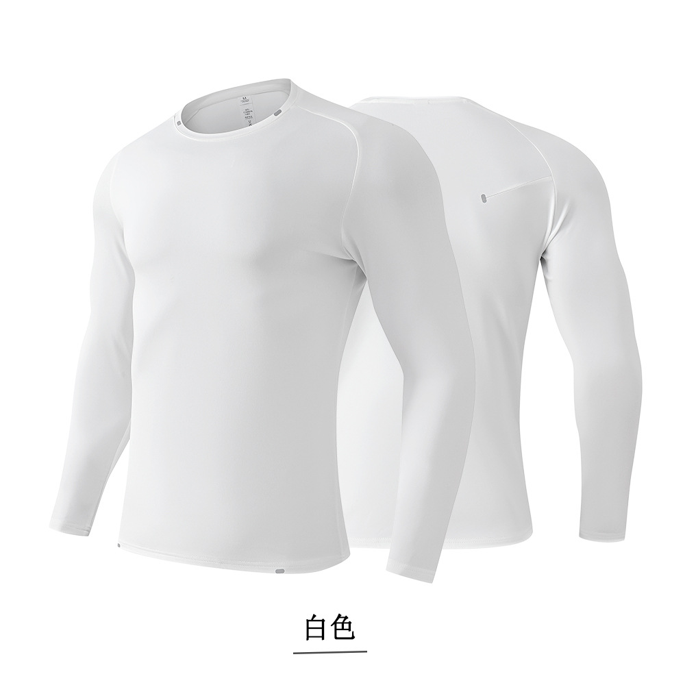 Otoño y invierno nueva chaqueta deportiva al aire libre con camiseta de cuello redondo de manga larga de vello, ropa de entrenamiento elástico de secado rápido para hombres