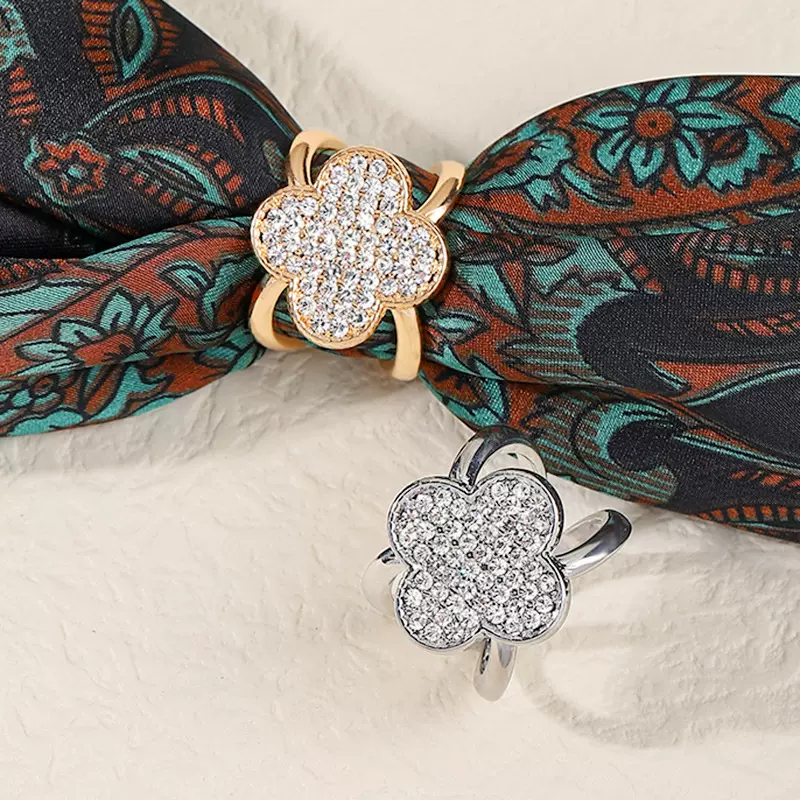 韩国简约四叶草丝巾环扣气质百搭多功能配饰方巾围巾衣角装饰扣潮