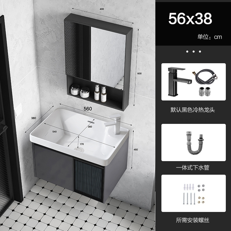 Baño de aluminio espacio puerta de vidrio gabinete de baño pequeño gabinete de lavabo doméstico combinación balcón lavabo piscina