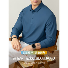 轻奢主义！锦氨高弹！速干无痕POLO衫男长袖高端商务休闲翻领T桖