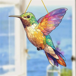 Cross-border Transparent Acrylic Hummingbird Hanging Decoration Living Room Entrance Bedroom Balcony Wall Decoration Wall Hanging Courtyard Listing
