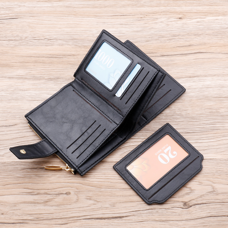 Cremallera billetera hombres corto multi-Tarjeta botón billetera multifuncional cuero gris billetera al por mayor