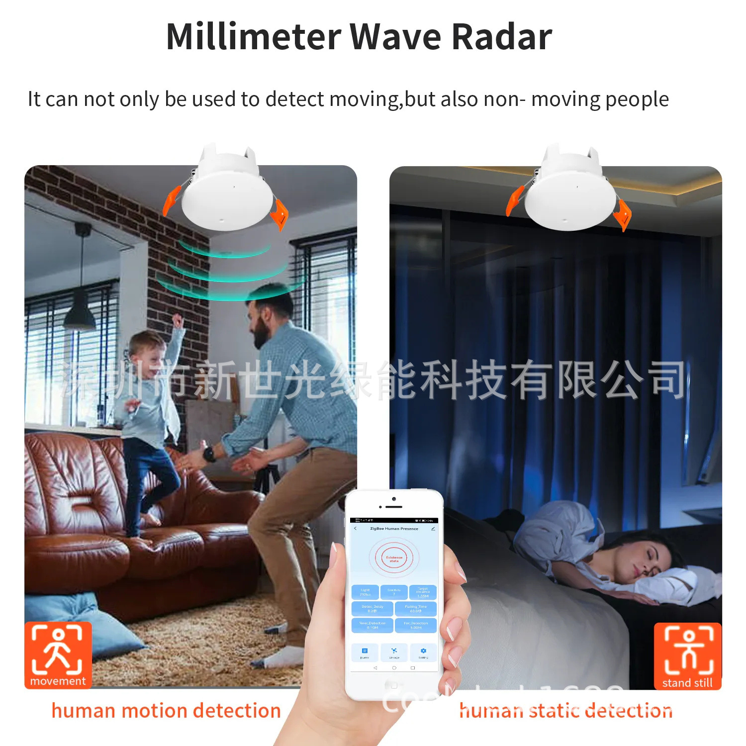 En stock Tuya Zigbee24G sensor de presencia humana sensor de radar de onda milimétrica inteligente Wifi5.8G