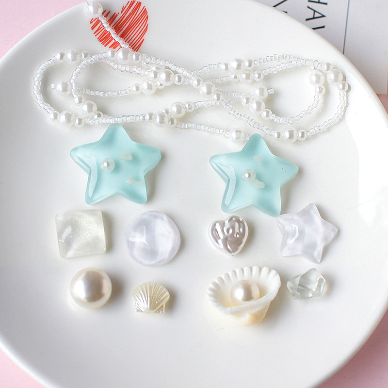 Hot Selling Small Fresh Mint Green Starfish Pearl Shell Hole Shoe Flower DIY Material Manufacturer Wholesale Pj1733