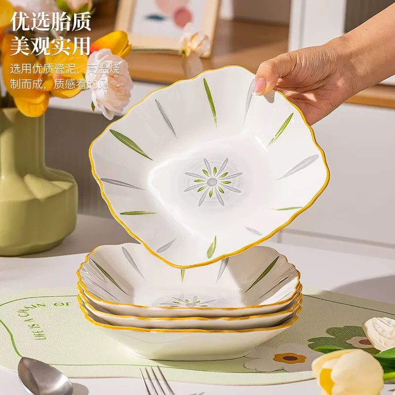 6 керамических квадратных тарелок, посуда для дома, стильные новые обеденные тарелки 2025 года, креативная посуда, наборы глубоких тарелок