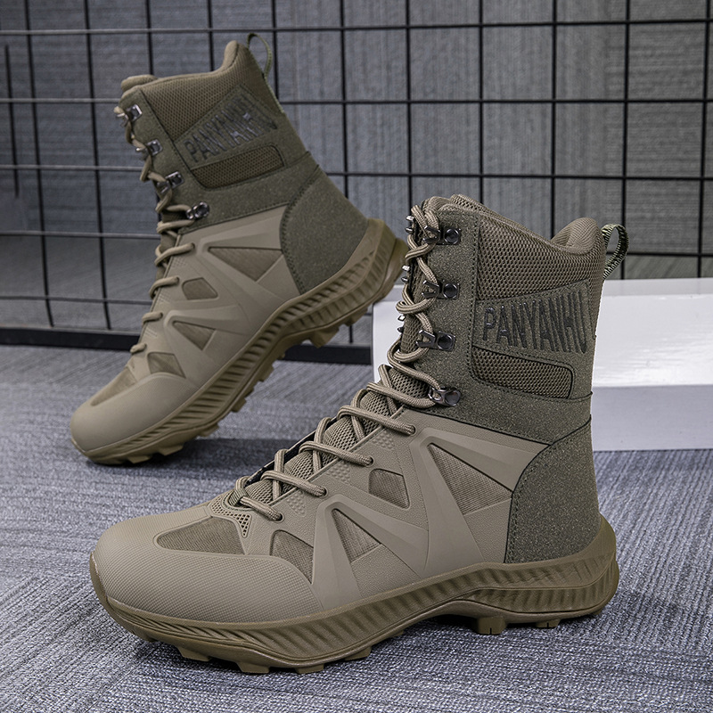 2024 botas militares de caña alta de gran tamaño transfronterizas, zapatos de senderismo para hombres, tipos de trabajo, armas, tácticas, botas de combate, fabricantes de botas de herramientas del desierto