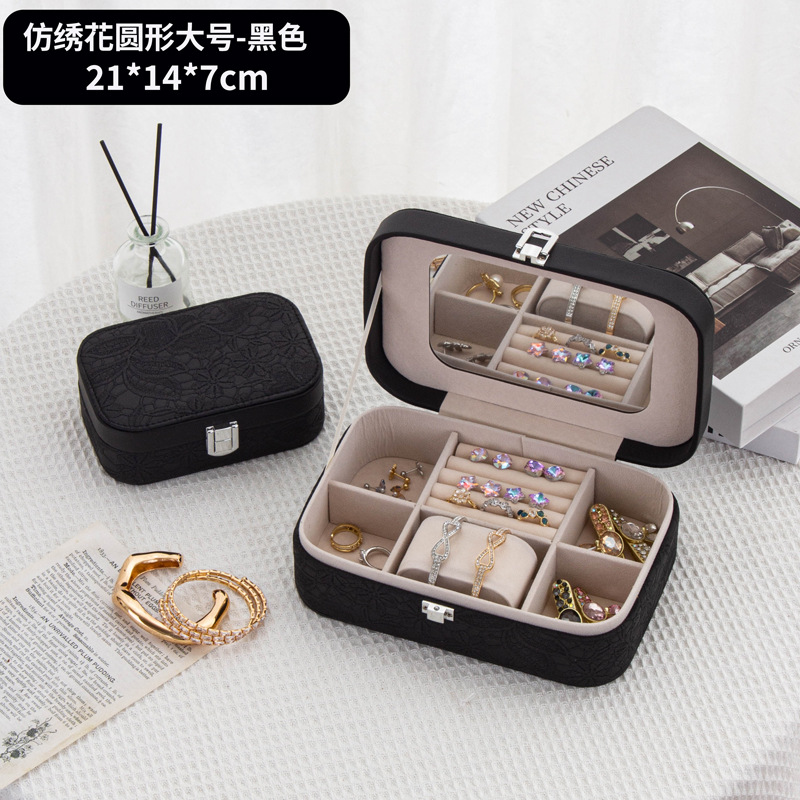 612 모조 자수 라운드 대형 블랙