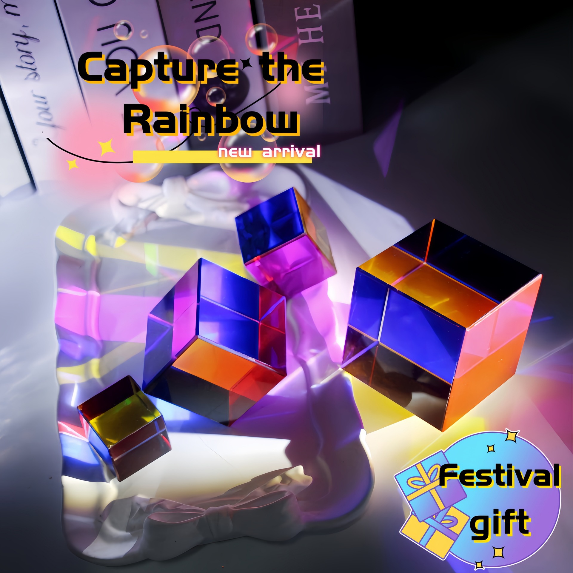 Cubo multicolor de cristal cubo prisma decorativo europeo cubo de cristal decorativo cubo colorido