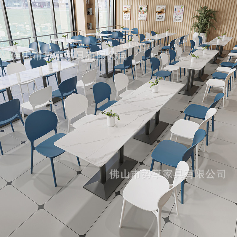 Table and chairs made of rock slab for company employees, school cafeterias, restaurant staff, noodle shops, fast food restaurants, barbecue and snack shops, and milk tea shops