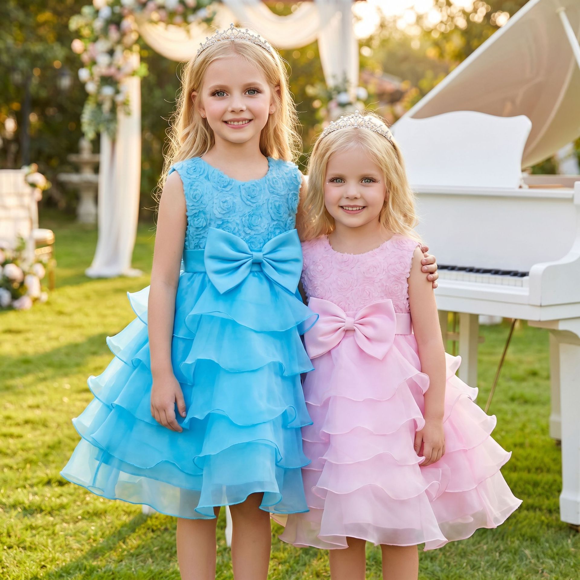 (Wholesale), dress, small princess costume with bow, piano performance costume 4