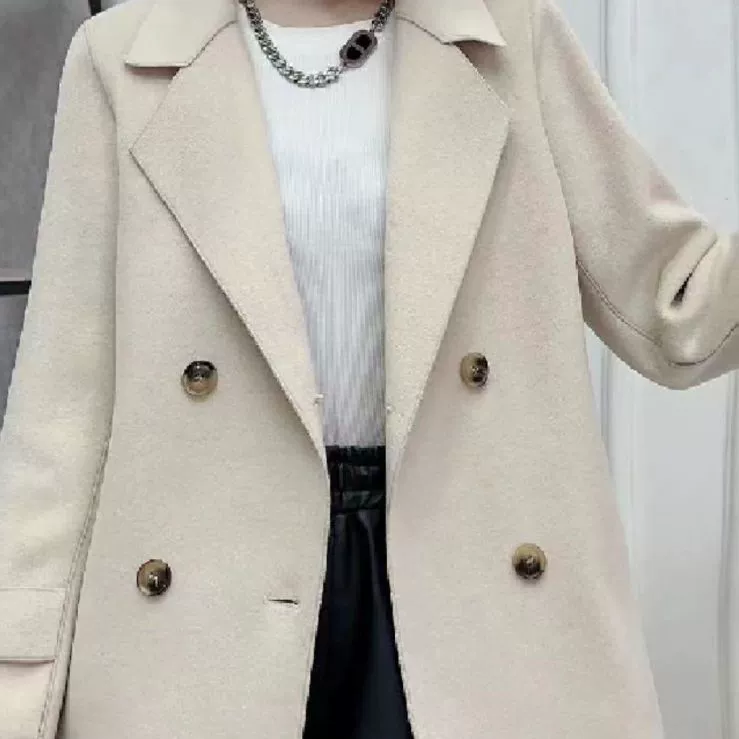 Short double‑faced velvet jacket, teenagers, short double‑breasted style, 2023