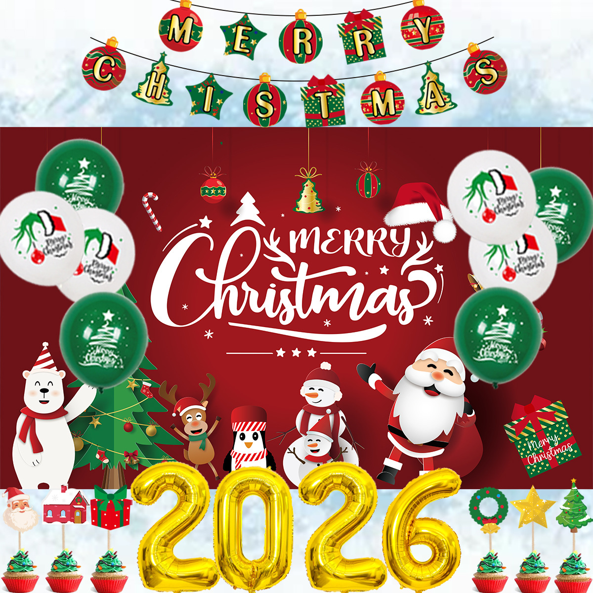 Amazon Navidad tema globo traje 12 pulgadas Navidad impreso látex globo traje decoración suministros