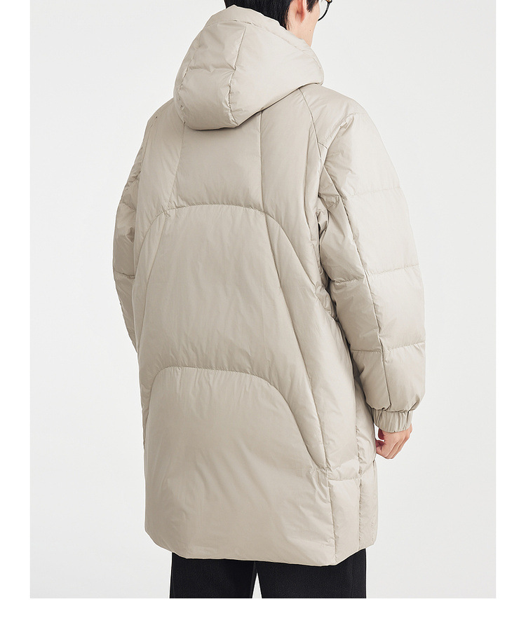 Áo khoác parka nam dáng dài có mũ trùm, tay raglan, chất liệu lông vũ chống gió — màu đen chi tiết 35