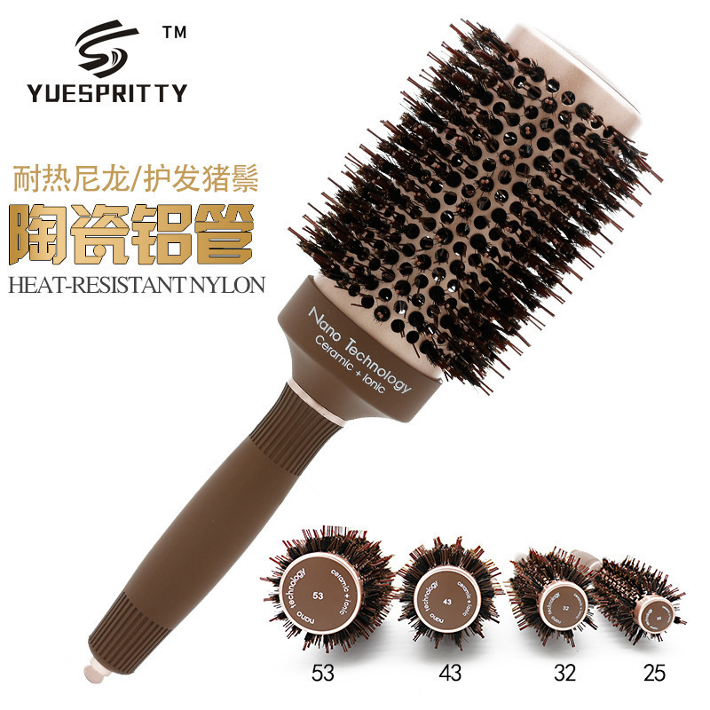 Natural de alta calidad traje de modelado de aire térmico cilindro Pelo Rizado rodillo peine punta cola rodillo peine tubo de aluminio Mane cerámica rodillo peine